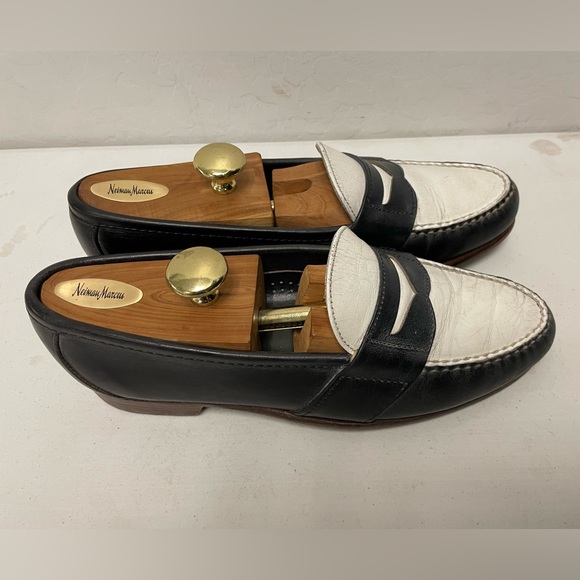 COLE HAAN Vintage Colorblock Leather Penny Loafer in Navy & White Size 9 1/2 D main image 7